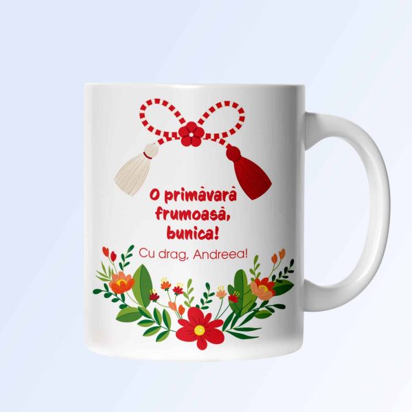 Cana de martisor, personalizata cu text pentru 1 Martie - imagine 2