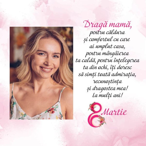Magnet personalizat cu poză și text 10x10cm - 8 Martie - imagine 4