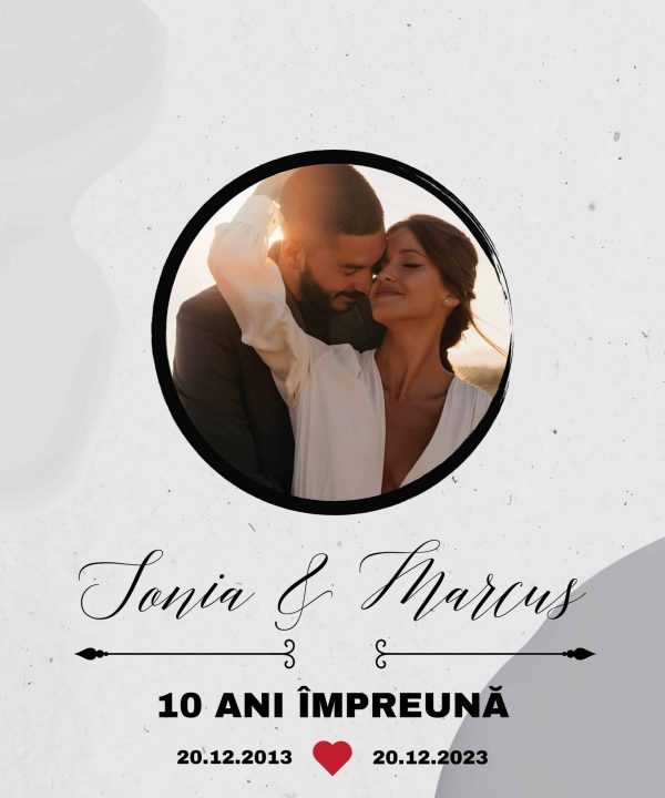 Tablou canvas personalizat cu poză, două nume și dată - Aniversare relație - imagine 2