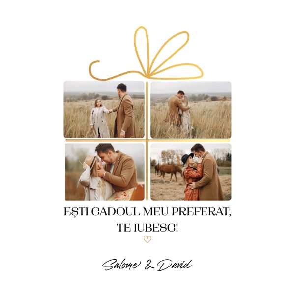 Tablou canvas personalizat cu două nume și 4 poze - Cadoul meu preferat - imagine 2