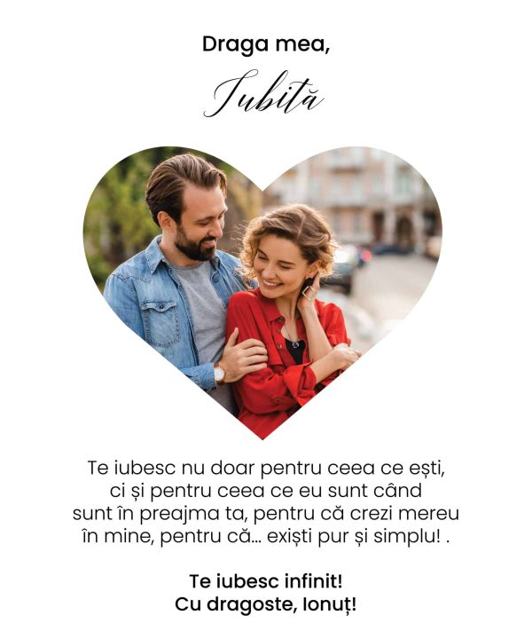 Tablou canvas personalizat cu poză și nume - Draga mea iubită - imagine 2