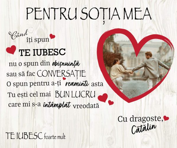 Tablou canvas personalizat cu poză și nume - Soția mea - imagine 2