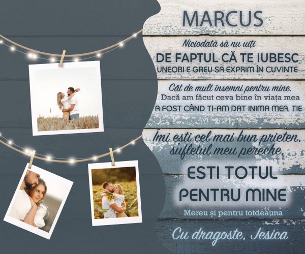 Tablou canvas personalizat cu 3 poze și două nume - Ești totul pentru mine - imagine 2