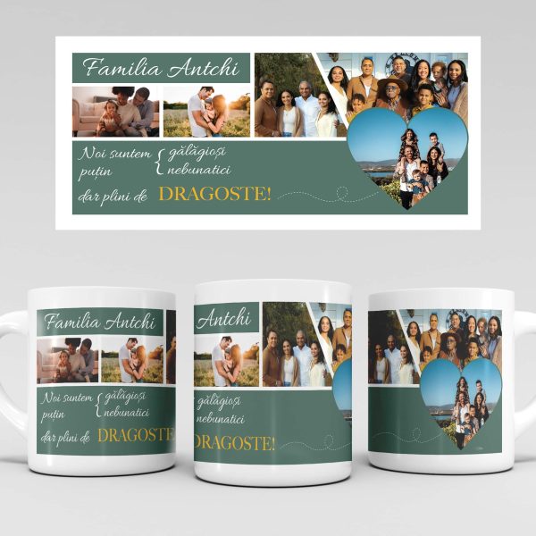Cana familie, personalizată cu 5 poze si nume - imagine 2