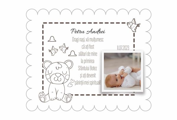 Magnet personalizat cu poză nume și dată 10x15cm - Dragi nași - imagine 3
