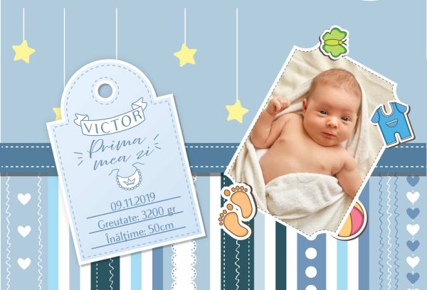Magnet personalizat cu poză, nume și text 10x15cm - Nou născut (băiat) - imagine 3