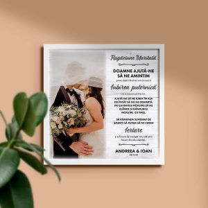Tablou canvas personalizat cu poză, două nume și dată - Ziua nunții