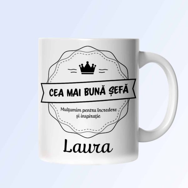 Cană personalizată cu nume - Șefă - imagine 4