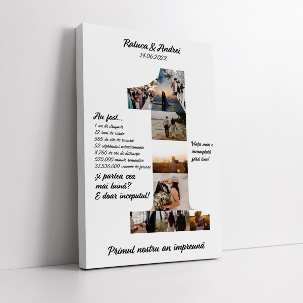 Tablou canvas personalizat cu 9 poze - Aniversare un an de relație