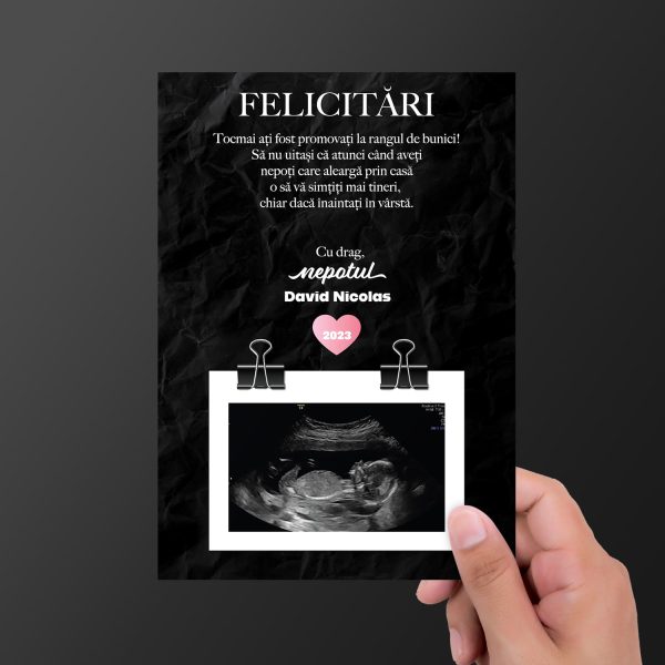 Magnet personalizat cu poză, nume și dată 10x15cm - Bunici - imagine 2