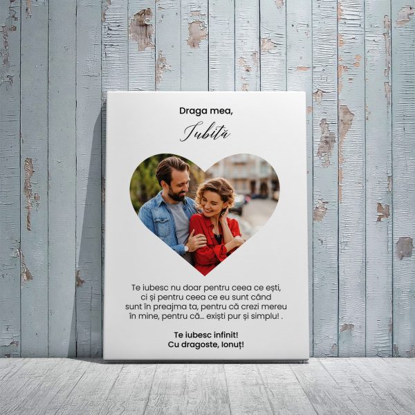 Tablou canvas personalizat cu poză și nume - Draga mea iubită