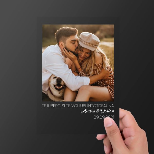 Magnet personalizat cu poză, două nume și dată 10x15cm - Iubit/ă - imagine 2