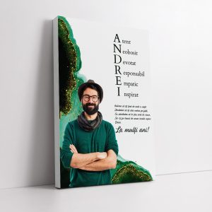 Tablou canvas personalizat cu poză și caracteristici - Zi de naștere (Bărbat)