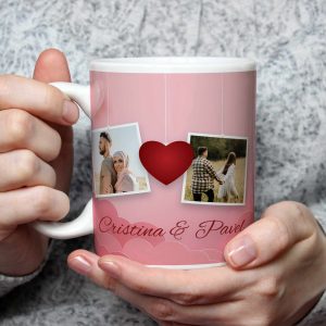 Cană personalizată cu 2 poze și doua nume - Ziua Îndrăgostiților
