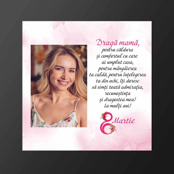 Magnet personalizat cu poză și text 10x10cm - 8 Martie