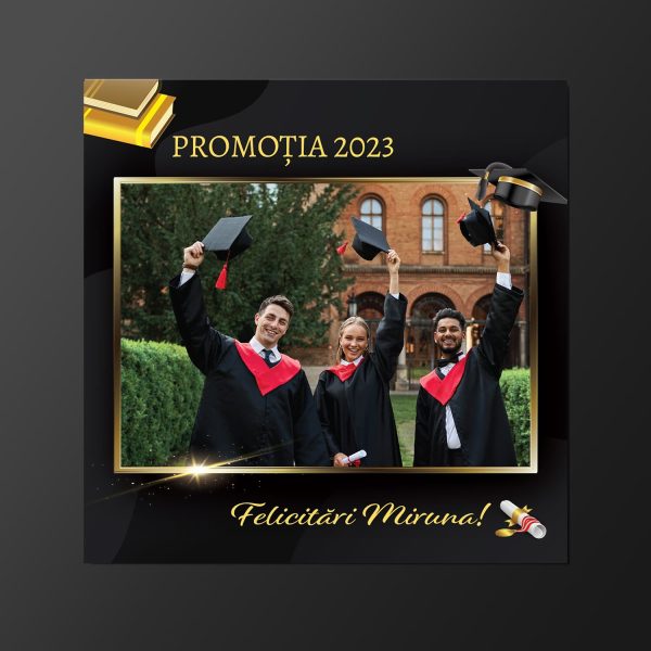 Magnet personalizat cu poză, nume și text 10x10cm - Absolvire