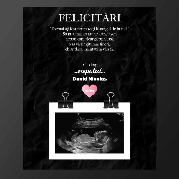 Magnet personalizat cu poză, nume și dată 10x15cm - Bunici