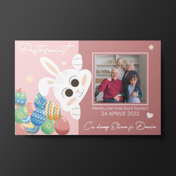 Magnet personalizat cu poză, nume și dată 10x15cm - Paște Fericit