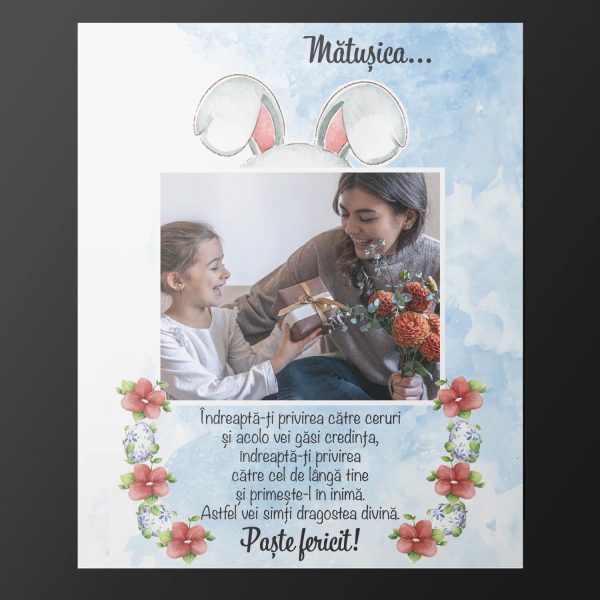 Magnet personalizat cu poză, text și nume 10x15cm - Paște Fericit