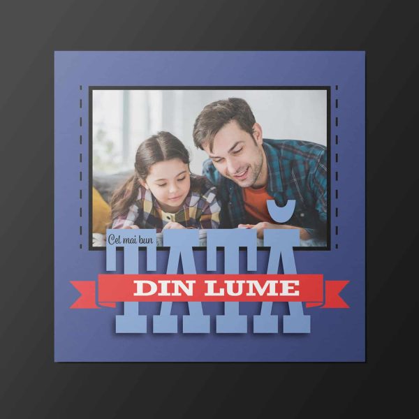 Magnet personalizat cu poză 10x10cm - Cel mai bun tată din lume