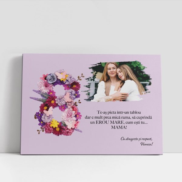 Tablou canvas personalizat cu poză și nume - 8 Martie