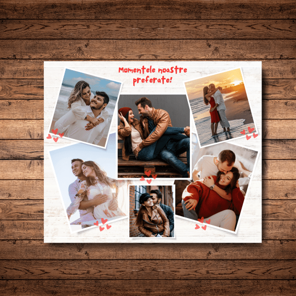 Tablou iubiti / cuplu, personalizat cu 6 poze - Momentele noastre preferate