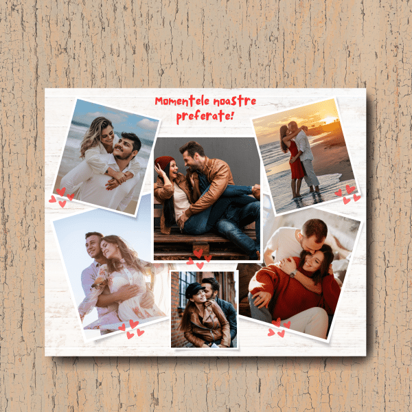 Tablou iubiti / cuplu, personalizat cu 6 poze - Momentele noastre preferate - imagine 5