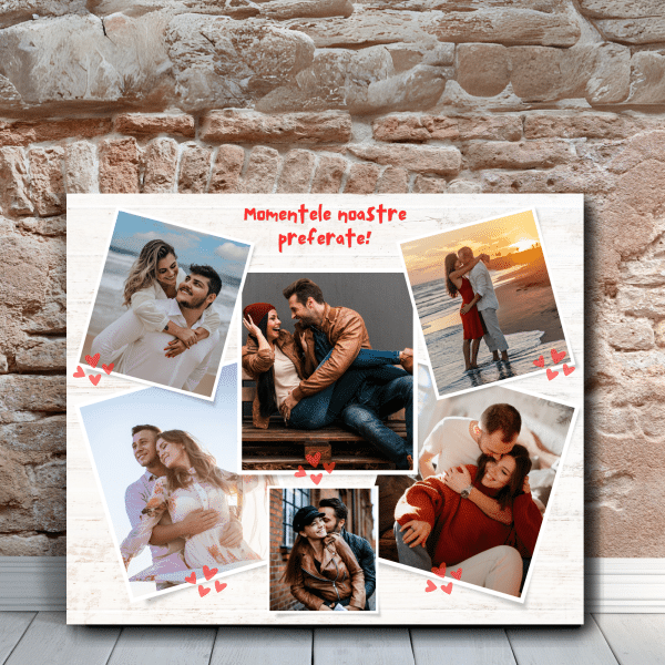 Tablou iubiti / cuplu, personalizat cu 6 poze - Momentele noastre preferate - imagine 6