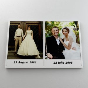 Tablou canvas personalizat cu două poze - Ziua nunții copii/Ziua nunții părinți