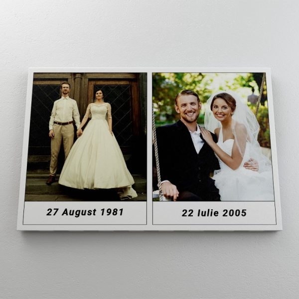 Tablou canvas personalizat cu două poze - Ziua nunții copii/Ziua nunții părinți - imagine 2