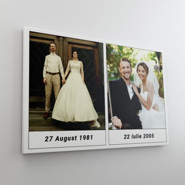 Tablou canvas personalizat cu două poze - Ziua nunții copii/Ziua nunții părinți - imagine 3