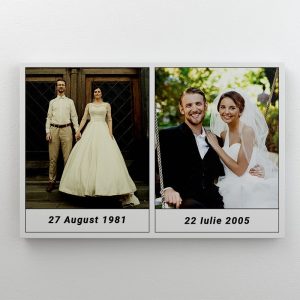Tablou canvas personalizat cu două poze - Ziua nunții copii/Ziua nunții părinți