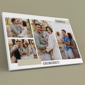Tablou canvas personalizat cu 4 poze și nume - Familia