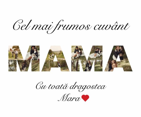 Tablou canvas personalizat cu 10 poze si nume - Cel mai frumos cuvânt MAMA - imagine 2