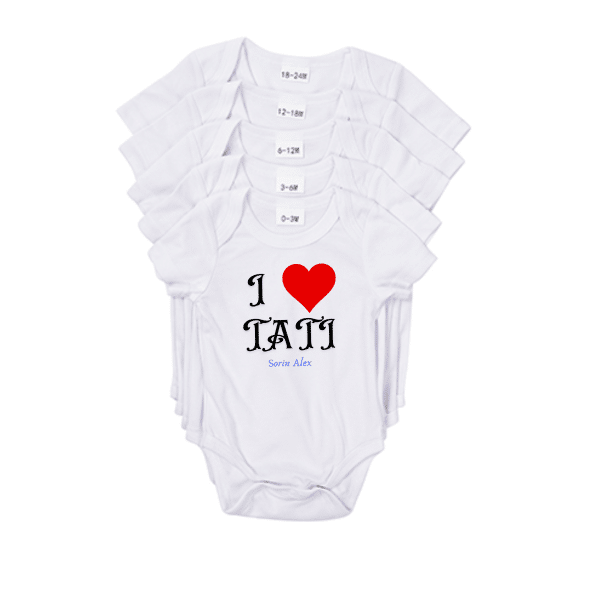 Body bebeluși personalizat cu nume - I ❤️ - imagine 3