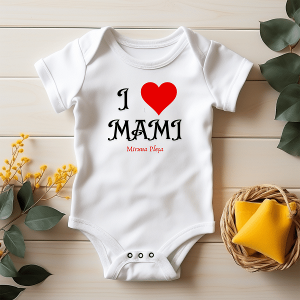 Body bebeluși personalizat cu nume - I ❤️ - imagine 2