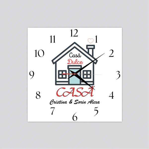 Ceas cadou casa noua, personalizat cu două nume