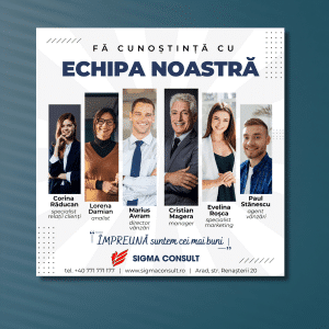 Tablou canvas personalizat cu poze, nume și text - Echipa noastră