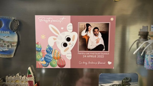 Magnet personalizat cu poză, nume și dată 10x15cm - Paște Fericit - imagine 2
