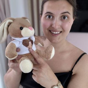 Jucărie de pluș personalizată cu poză în formă de inimă