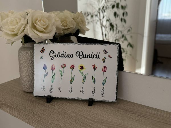 Placă ardezie personalizată cu 8 nume - Grădina bunicii - imagine 2