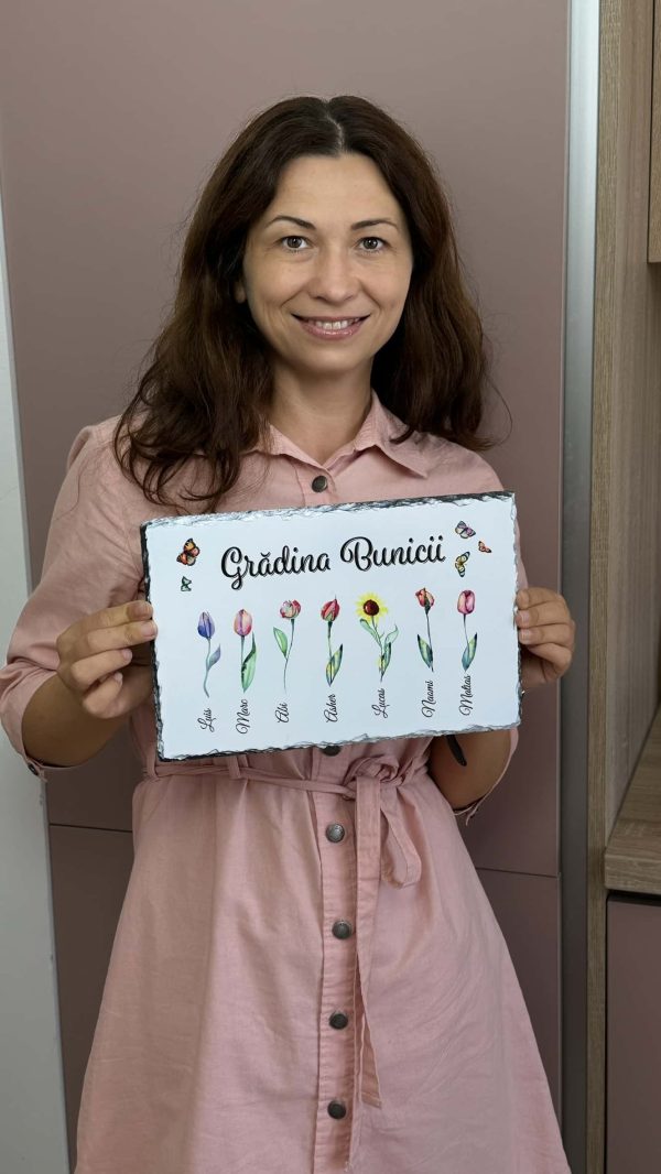 Placă ardezie personalizată cu 8 nume - Grădina bunicii - imagine 6