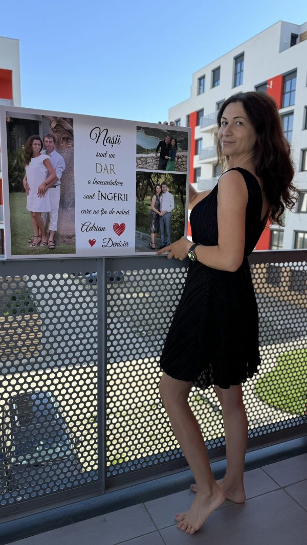 Tablou personalizat pentru nași, cu trei poze și două nume - imagine 3