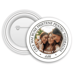 Insignă metalică personalizată cu nume și poză - Cele mai bune prietene