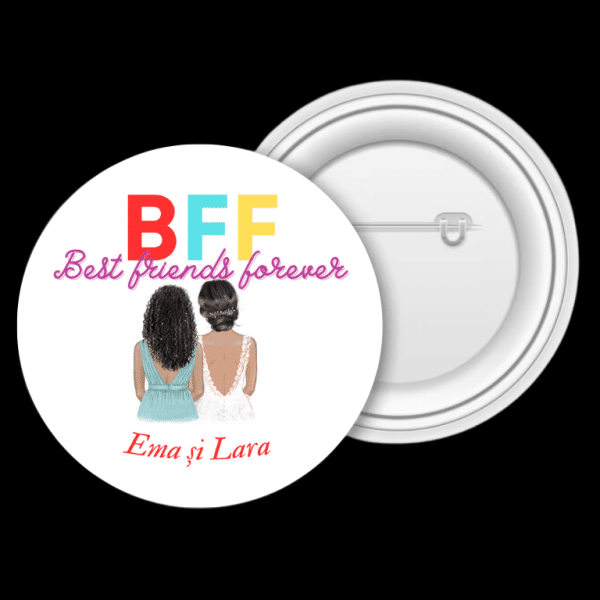 Insignă metalică personalizată cu nume - Best friends forever - imagine 4