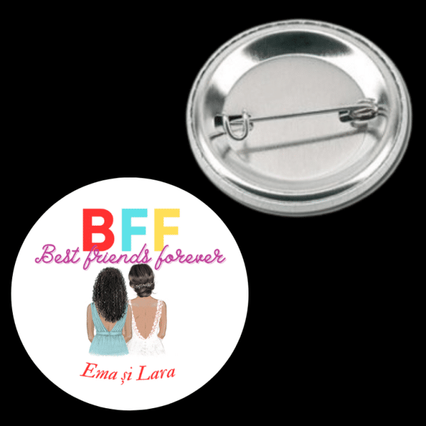 Insignă metalică personalizată cu nume - Best friends forever - imagine 3