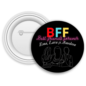 Insignă metalică personalizată cu nume - Best friends forever