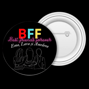 Insignă metalică personalizată cu nume - Best friends forever