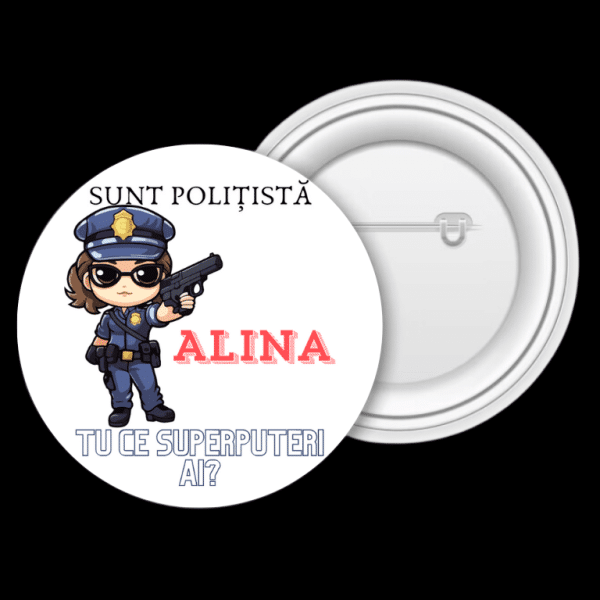 Insignă metalică personalizată cu nume - Sunt polițist/ă - imagine 3