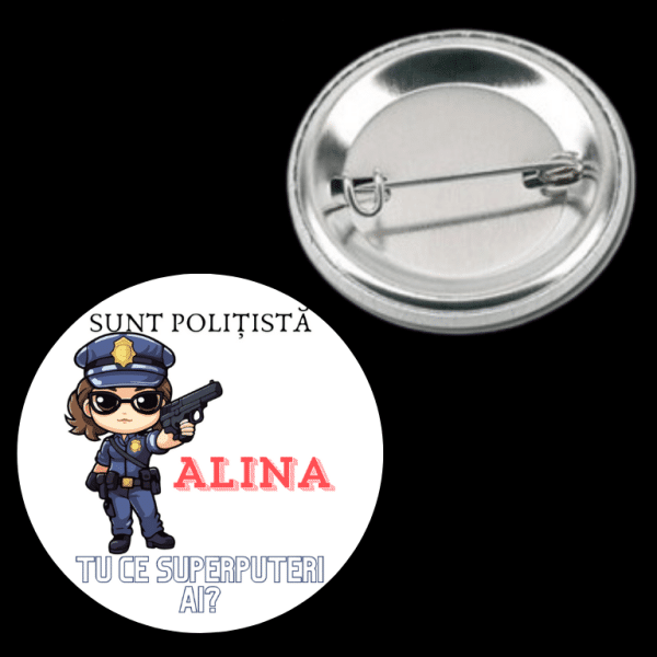 Insignă metalică personalizată cu nume - Sunt polițist/ă - imagine 4